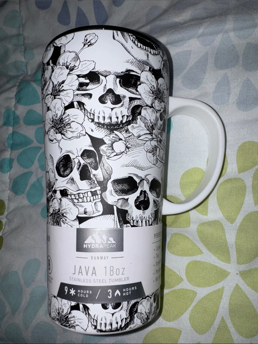 White Skull Java 18oz Stainless Steel Travel Mug 3 available at $15 each